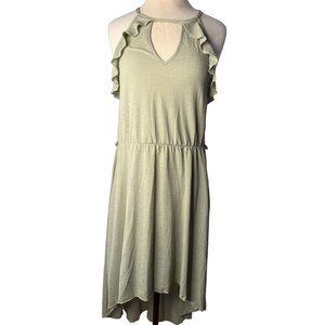 January 7 Maxi Dress Large Green Sleeveless A Style Eyelet Hi-Lo Hem